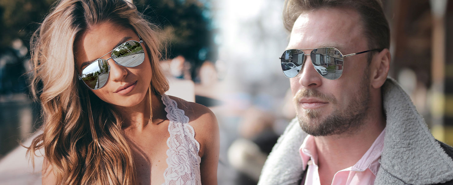 Joopin Mirrored Silver Sunglasses for Women Men with Spring Hinge