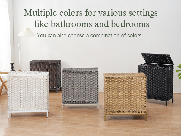 Laundry Hamper with Lid 112 L Handwoven Rattan Wicker Laundry Basket