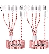 2Pack 6FT/1.8M iWatch Charger, 4 in 2 USB A/C to iOS Port/Type C/Micro USB/iWatch Charger Nylon-B...