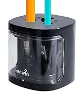 tenwin Electric Pencil Sharpener, Dual Hole Pencil Sharpeners Battery Powered, Small&amp;Portable, Fi...