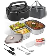 SOHIDA Electric-Lunch-Box-Heated-Food Warmer, 80W Heating Lunchbox for Adults, 2 Pack 1.5L Stainl...