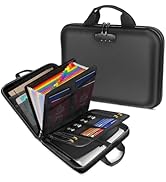 Fireproof Document Organizer with Lock, Hard-Shell Fireproof Document Box with 13 Pocket Accordio...