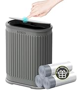 KSSKSS 1.8 Gallons Small Stainless Steel Trash Can with Press Type Lid, Slim Bathroom Garbage Bin...