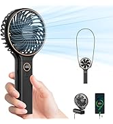 SWEETFULL Handheld Fan, Portable Fan, 5000mAh Rechargeable Battery, 6 Speed Wind, LED Display, Pe...