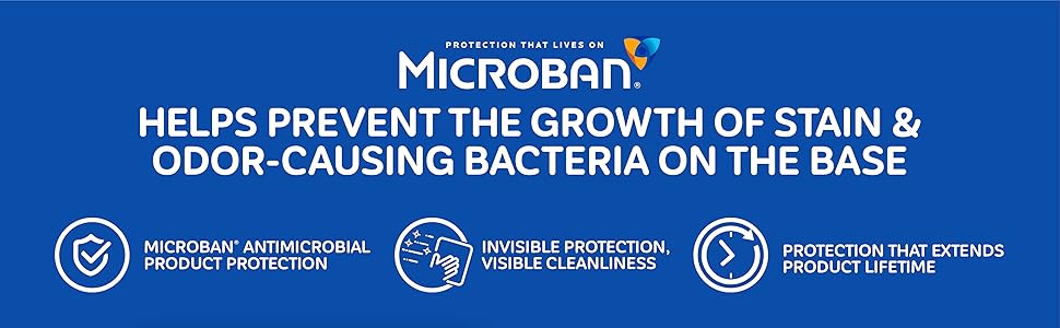 microban helps prevent the growth of stain and odor causing bacteria on the base, keeps it clean