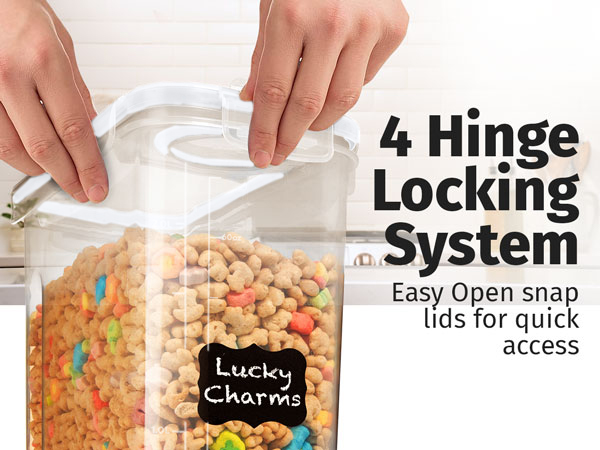 food storage containers with lids for pantry, airtight cereal containers, plastic cereal containers