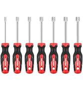 TOOLEAGUE 7Pcs SAE Nut Driver Set with 3-Inch Hollow Shaft,Pass Through Design,Nut Drivers Sizes ...