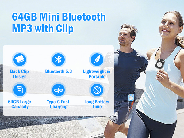 64GB Mini Bluetooth Mp3 with Clip