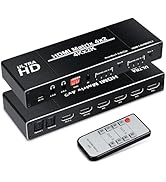 avedio links 4x2 HDMI Matrix Switch with 2 SPDIF/3.5mm Audio Out, 4K@30Hz 4 in 2 Out HDMI 1.4b HD...