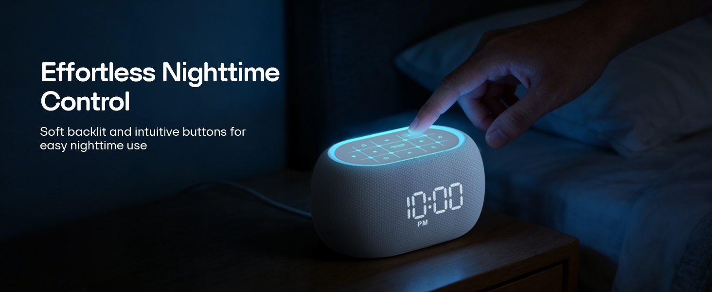 Alarm clock with effortless nighttime control