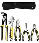 DOWELL Pliers Set 5-Pieces 10-Inch Groove Joint Pliers 8-Inch Adjustable Wrench Combination Plier...