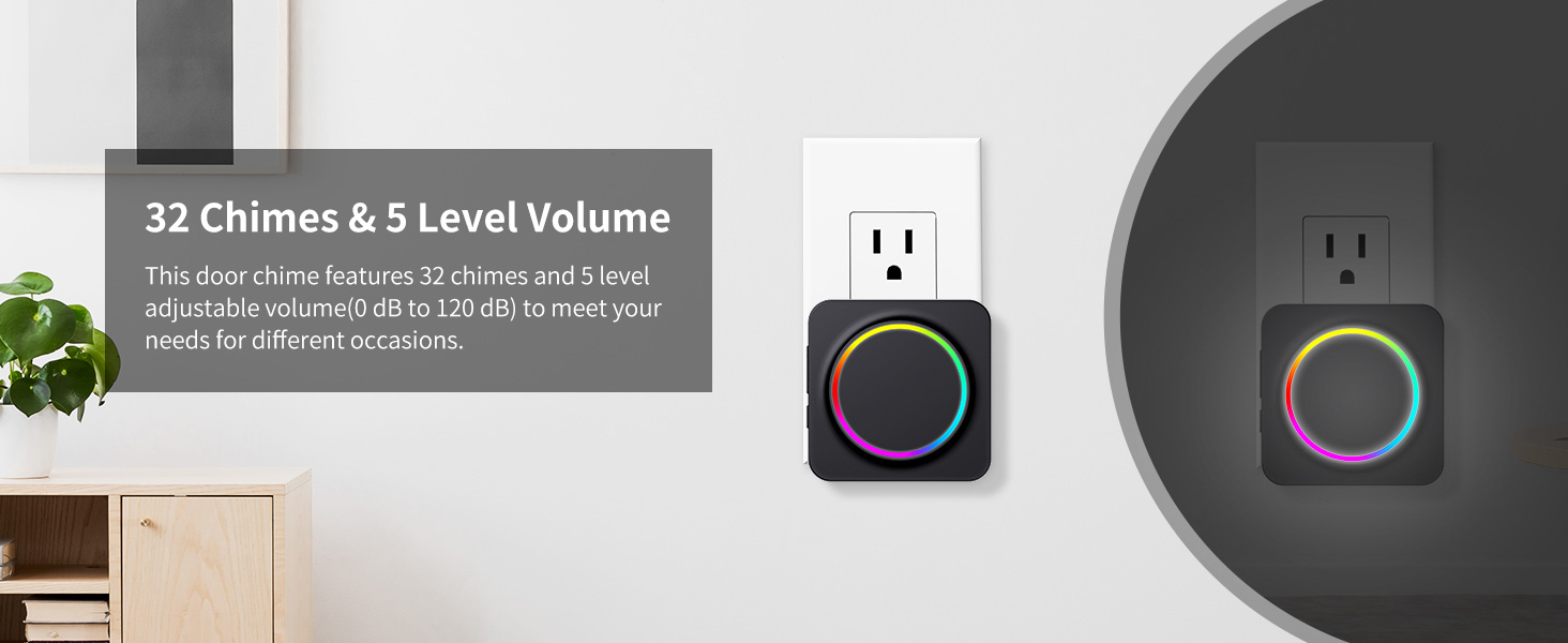 door sensor chime with RGB lights reminder