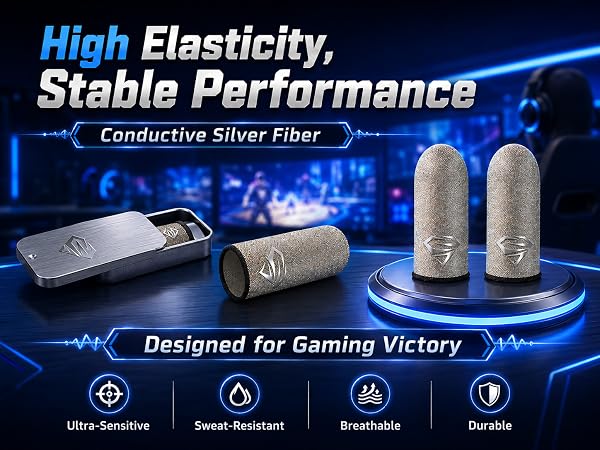 Bluradio Ultra-Thin Silver Fiber Gaming Finger Sleeves - Breathable, Sweatproof, Seamless Fit