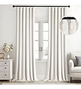 MIULEE Velvet Curtains 96 Inches Long 2 Panels Set for Living Room Bedroom Cream Pinch Pleat Back...