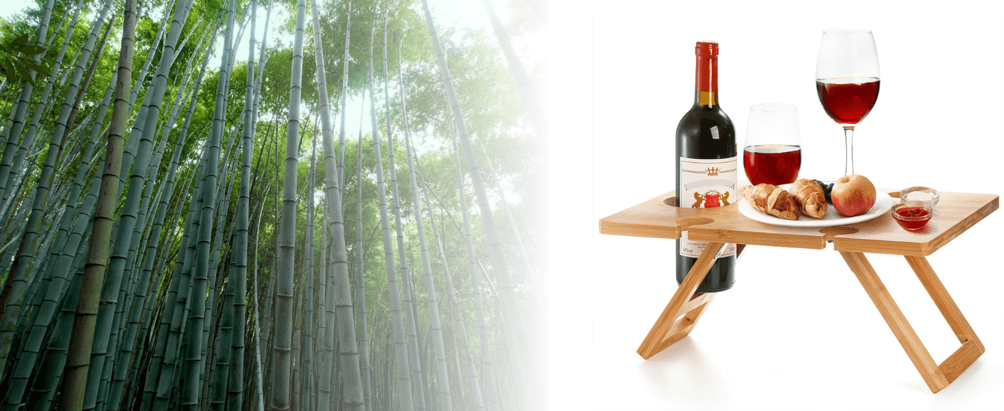 outdoor picnic table portable table for drinks wine holder table made from batural bamboo