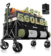 Hikemoon 300L Extra Large Wagons Carts Foldable, 560LBS Heavy Duty Collapsible Beach Wagon 48" Lo...