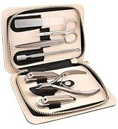 Beauty Power Manicure Pedicure Set 7-in-1 Stainless Steel, Ultra Sharp, Slanted Nail Clipper, Fin...