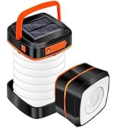 Folding Solar Camping Lantern Flashlights, DIBMS 2-Pack Mini Collapsible USB Rechargeable Waterpr...