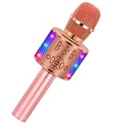 Amazmic Kids Karaoke Microphone Machine Toy Bluetooth Microphone Portable Wireless Karaoke Machin...