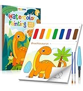TECJOE Paint with Water Coloring Books for Toddlers, Dinosaur Series Watercolor Set with 3 Brushe...