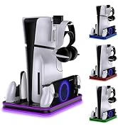 Playstation Portal Charger, PS5 Stand and Cooling Station with RGB LED Controller Charging Dock A...