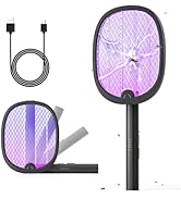 YISSVIC Electric Fly Swatter Foldable Bug Zapper Racket 2 in 1 Mosquito Killer with Purple Attrac...