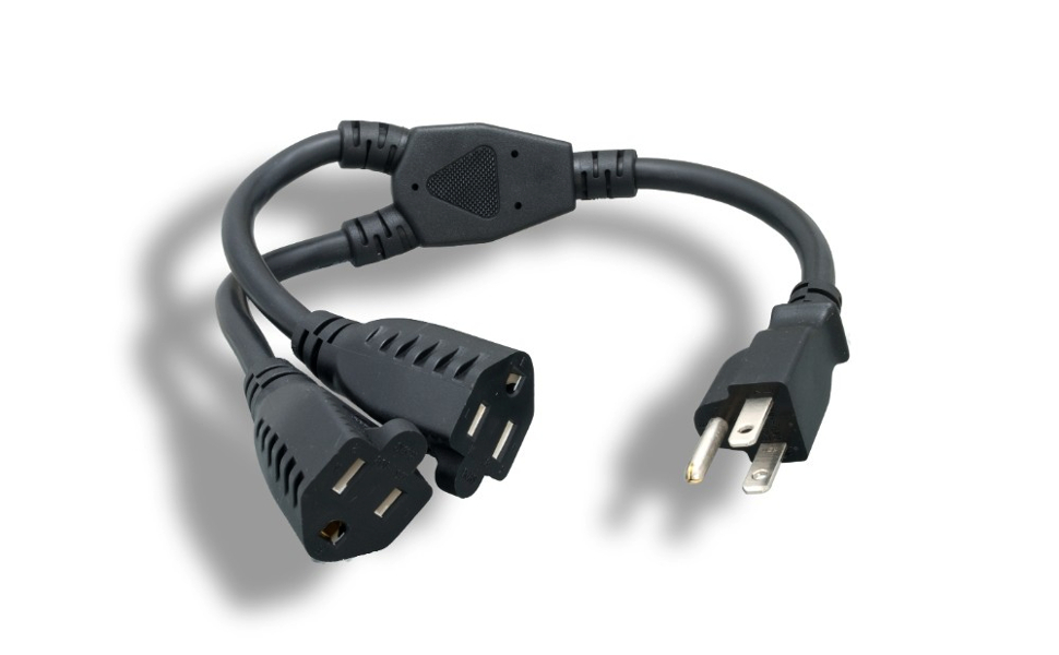 14 AWG Power Cord Splitter NEMA 5-15P To NEMA 5-15R X2