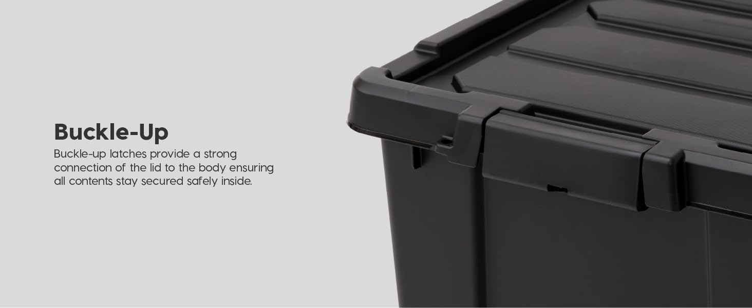 Lockable Storage Bins with Lids Heavy Duty, Stackable Containers, Garage Organizing Bins Moving Tubs