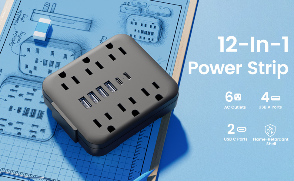 12-in-1 multi outlet wall plug