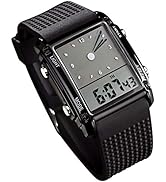 FANMIS Men's Rectangle Dial Sports Wrist Watches with 7 Colors Optional LED Backlight Multifuncti...