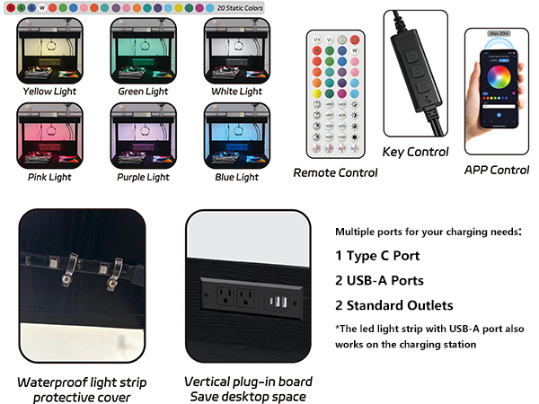 LED nightstand with mutiple colors lights