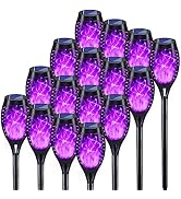 KYEKIO 16Pack Purple Halloween Yard Decorations Outside, Solar Powered Outdoor Lights with Flicke...