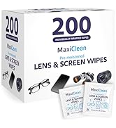 Lens Wipes for Eyeglasses – 200 Lens Wipes Individually Wrapped, Pre-moistened Eyeglass Cleaning ...