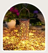 Kingsyard 2 Pack Solar Lanterns Outdoor Hanging, Star Moon Metal Solar Garden Lights Cut Out Desi...