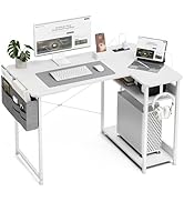 Acrolix Small Gaming Desk with Power Outlets, 40 Inch L Shaped Desks with Reversible Shelves and ...