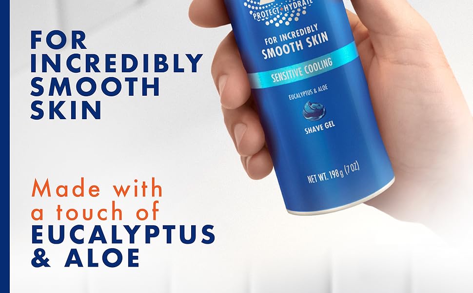 Gillette Fusion Pro sensitive cooling shave gel is made with a touch of eucalyptus &amp; aloe.