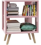 Aenuert Night Stand, Pink Kids Nightstand, Modern End Table with Open Storage, 2-Tier Nursery Bed...