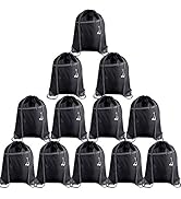 KUUQA 12Pcs Drawstring Backpack Bags Bulk with Zipper Pocket and Headphone Hole