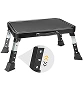 BONTEC Folding Step Stool, 3-Level Adjustable Metal Step Stool with Anti-Slip Pedal and Locking L...