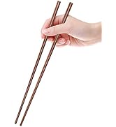 GLAMFIELDS 12 Inches Long Wenge Wood Chopsticks for Hotpot Reusable Chinese Style Chopsticks Kitc...