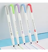 maikedepot Highlighters, 5pcs Cold Ink Highlighters Real Mild Highlighter Double Ended Marker Pen...