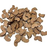 Labriciyon 50Pcs Brown Wooden Foot Shapes Craft Kit, Unfinished Wooden Foot Shape Cutouts for Scr...