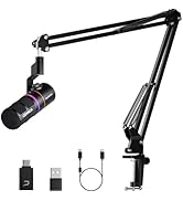 EJoy D10 PRO(A) USB Wireless Gaming Microphone – Boom Arm Mic with Wired/Wireless Modes, XLR/USB-...