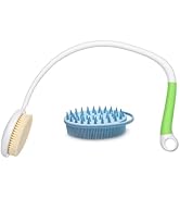 Fanwer 27.5” Back Bath Brush Long Handle for Shower and Silicone Body Scrubber, Shower Back Scrub...