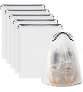COIDEA Clear Shoe Bags for Travel 5 PCS, 15.7" x 11.8" Drawstring Travel Shoe Bags for Packing, W...