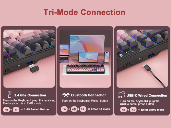 wireless backlit keyboard bluetooth wireless keyboard 75 percent keyboard