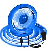 ShineBurky 16.4FT/5m Blue COB LED Strip Light, Cuttable LED Tape Lights, 8mm Width LED Lights, CR...