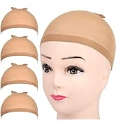 Fandamei 4 pieces Light Brown Stocking Wig Caps Stretchy Nylon Wig Caps for Women