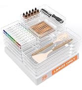 26 Pack Large Clear Plastic Drawer Organizer Trays, Acrylic Kitchen Drawer Organization and Stora...