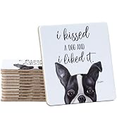 Thirstystone Kissed A Dog 12-Pack Cork Back Paper Bar Coasters Made in The USA Humourous Quotes A...